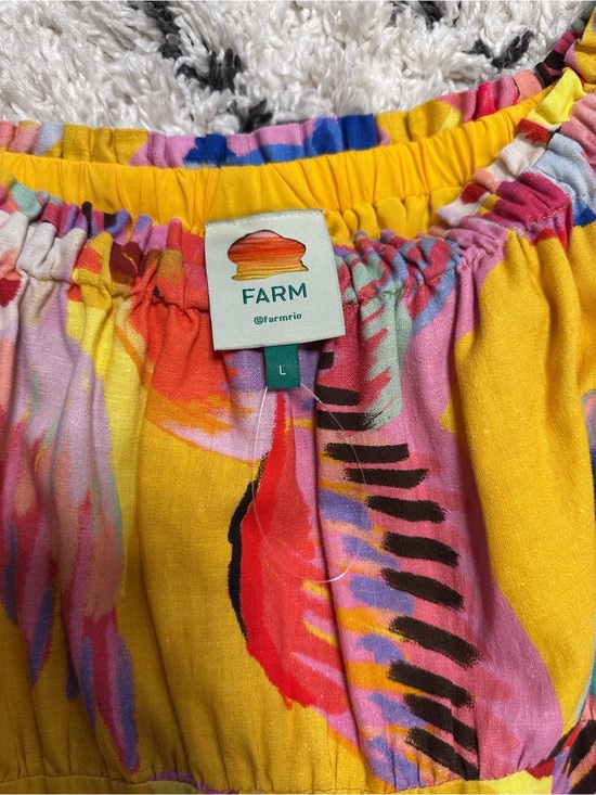 FARM Rio Dresses & Skirts - FARM Rio Yellow Multicolor Mini Dress with Floral Brushstrokes